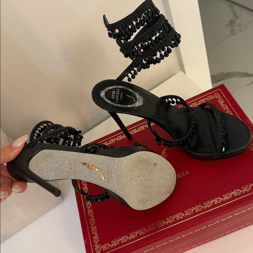 Limited edition Rene Caovilla Black Strappy Heels - Picture 8 of 8